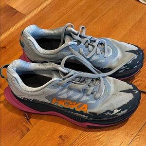 Hoka Women’s Sneakers - Gray and Pink with Orange Accents